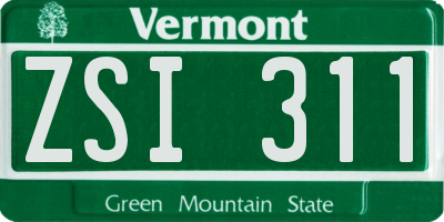 VT license plate ZSI311