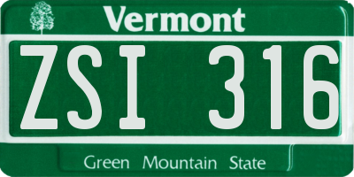 VT license plate ZSI316