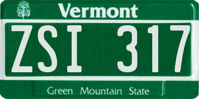 VT license plate ZSI317