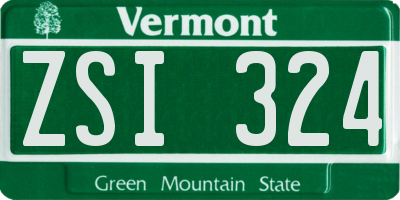 VT license plate ZSI324