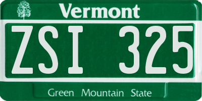 VT license plate ZSI325