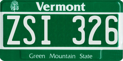 VT license plate ZSI326