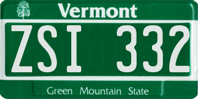 VT license plate ZSI332