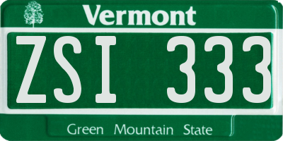 VT license plate ZSI333