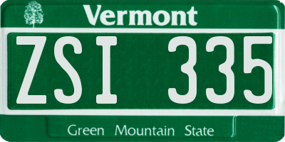 VT license plate ZSI335