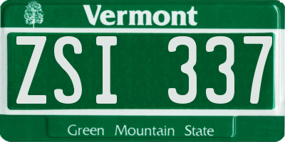 VT license plate ZSI337