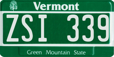 VT license plate ZSI339