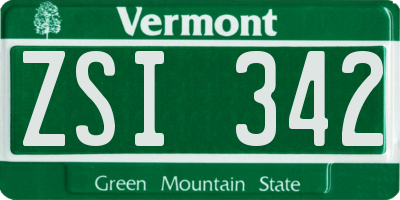 VT license plate ZSI342