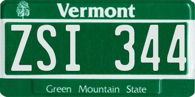 VT license plate ZSI344