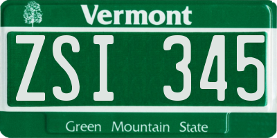 VT license plate ZSI345