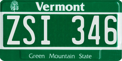 VT license plate ZSI346