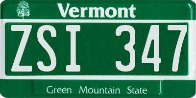 VT license plate ZSI347
