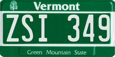 VT license plate ZSI349