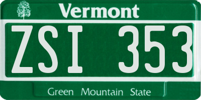 VT license plate ZSI353