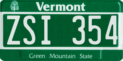VT license plate ZSI354