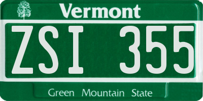 VT license plate ZSI355