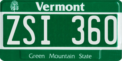 VT license plate ZSI360
