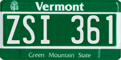 VT license plate ZSI361