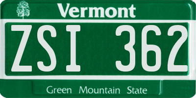 VT license plate ZSI362