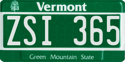 VT license plate ZSI365