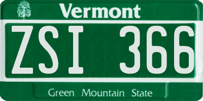 VT license plate ZSI366