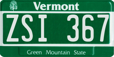 VT license plate ZSI367