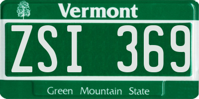 VT license plate ZSI369