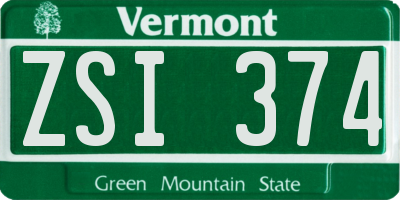 VT license plate ZSI374