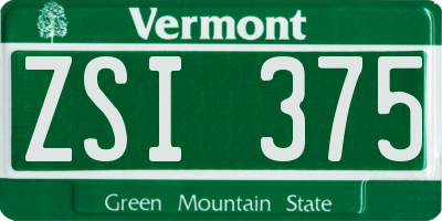 VT license plate ZSI375