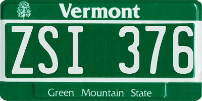VT license plate ZSI376