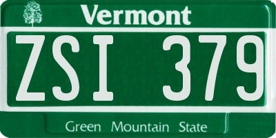 VT license plate ZSI379
