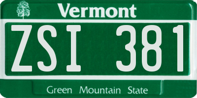 VT license plate ZSI381