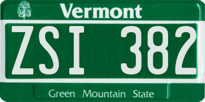 VT license plate ZSI382