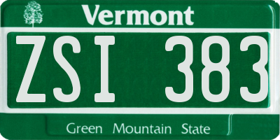 VT license plate ZSI383