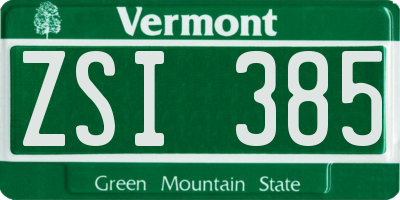 VT license plate ZSI385