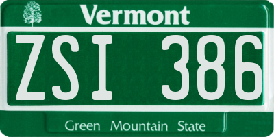 VT license plate ZSI386
