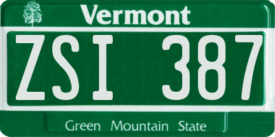 VT license plate ZSI387