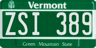 VT license plate ZSI389