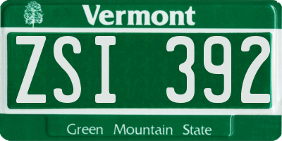 VT license plate ZSI392