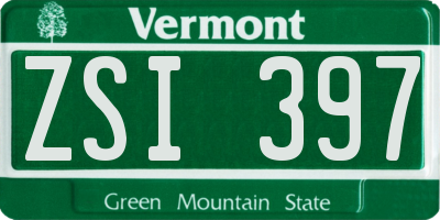 VT license plate ZSI397