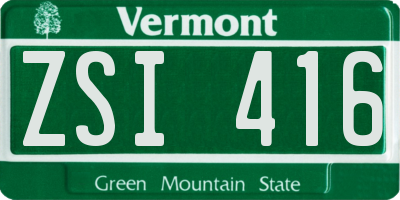 VT license plate ZSI416