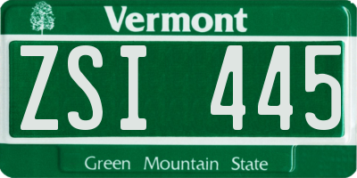 VT license plate ZSI445