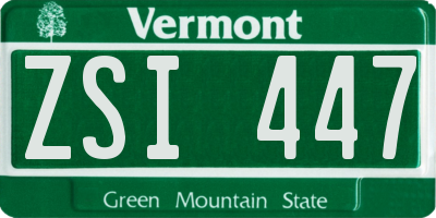 VT license plate ZSI447