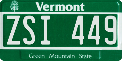 VT license plate ZSI449