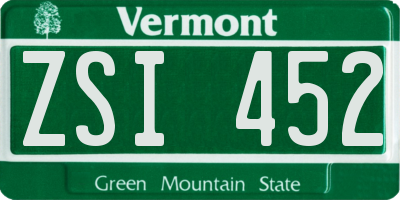 VT license plate ZSI452