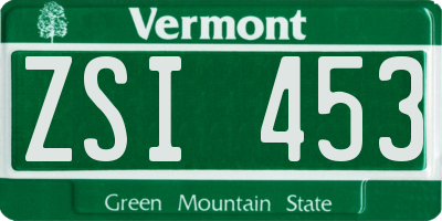 VT license plate ZSI453