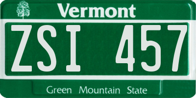 VT license plate ZSI457