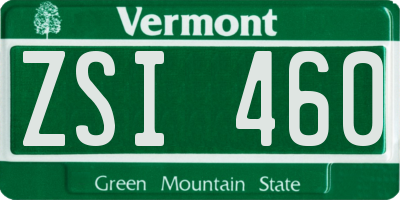 VT license plate ZSI460