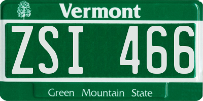 VT license plate ZSI466