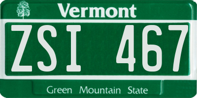 VT license plate ZSI467